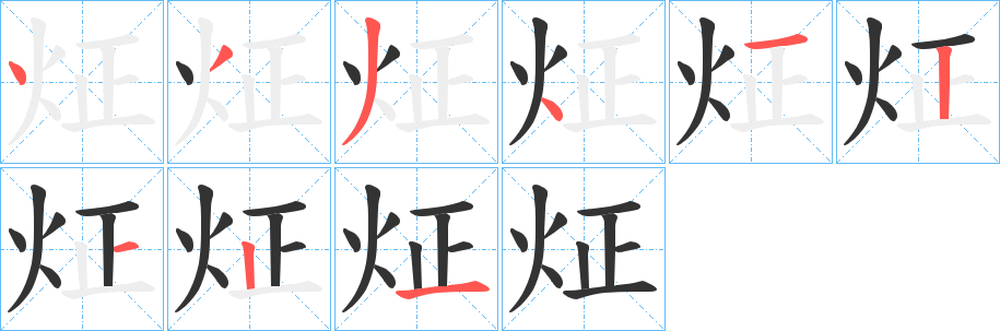 炡字的笔顺分布演示