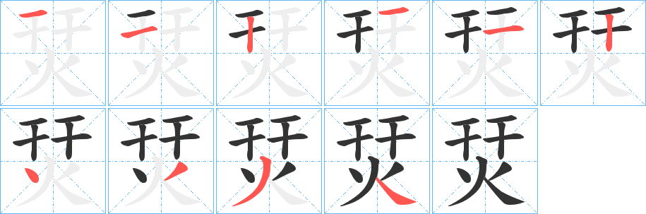 烎字的笔顺分布演示