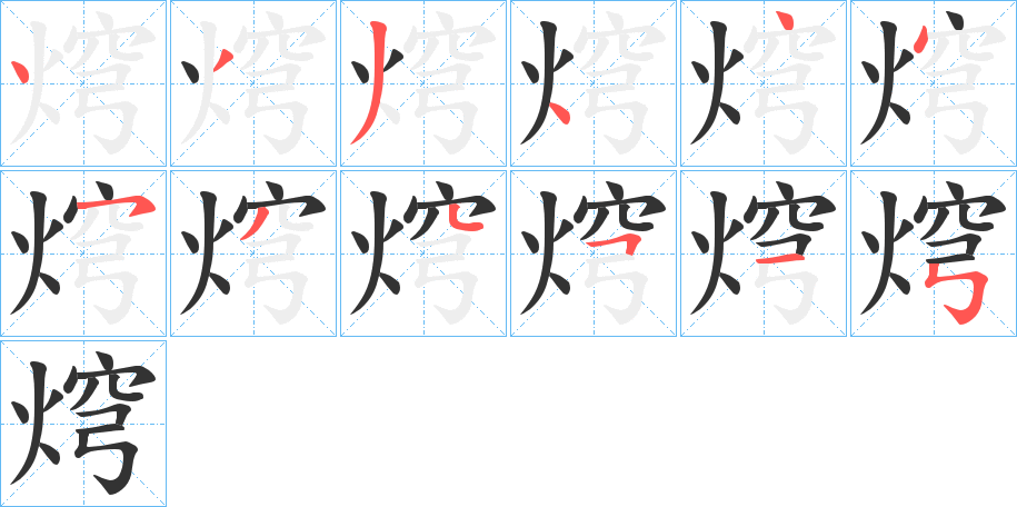 焪字的笔顺分布演示