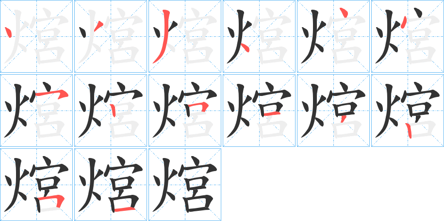 熍字的笔顺分布演示