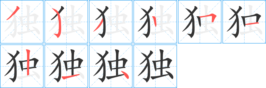 独字的笔顺分布演示