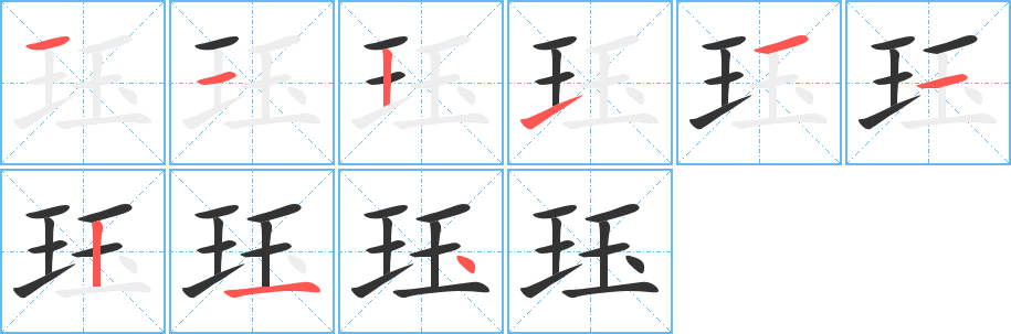 珏字的笔顺分布演示