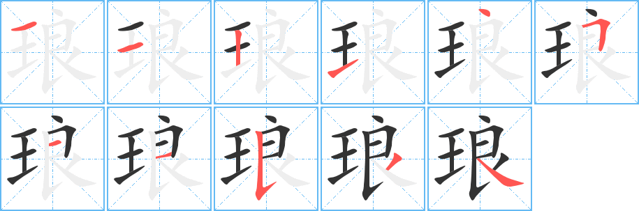 琅字的笔顺分布演示