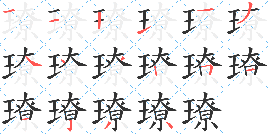 璙字的笔顺分布演示