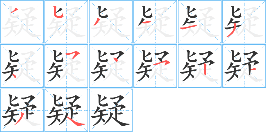 疑字的笔顺分布演示