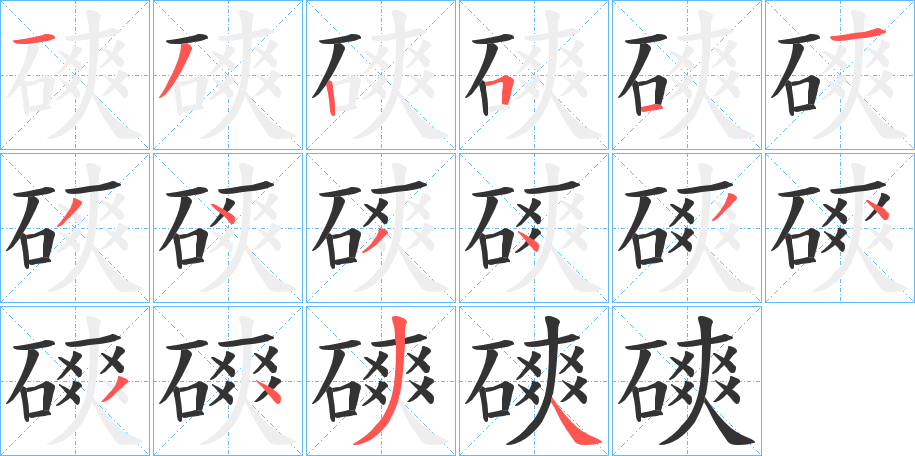 磢字的笔顺分布演示