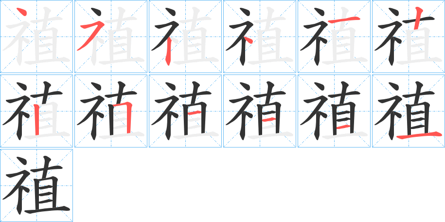 禃字的笔顺分布演示