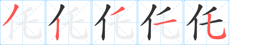 仛字的笔顺分布演示