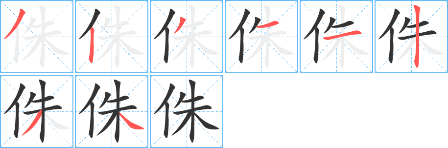 侏字的笔顺分布演示