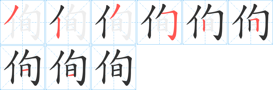 侚字的笔顺分布演示