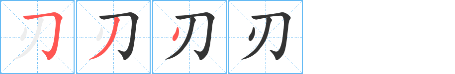 刃字的笔顺分布演示