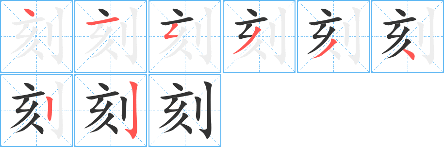 刻字的笔顺分布演示