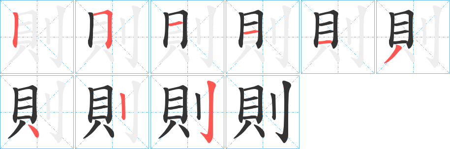 則字的笔顺分布演示