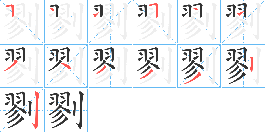 剹字的笔顺分布演示