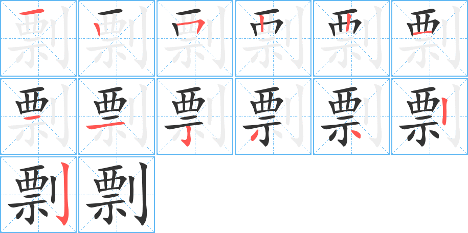 剽字的笔顺分布演示