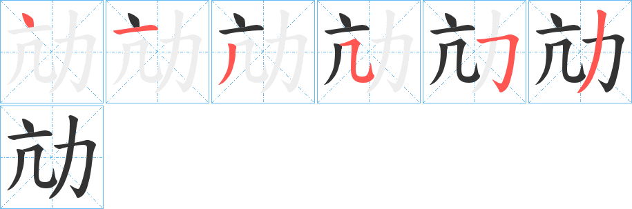 劥字的笔顺分布演示