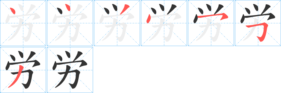 労字的笔顺分布演示