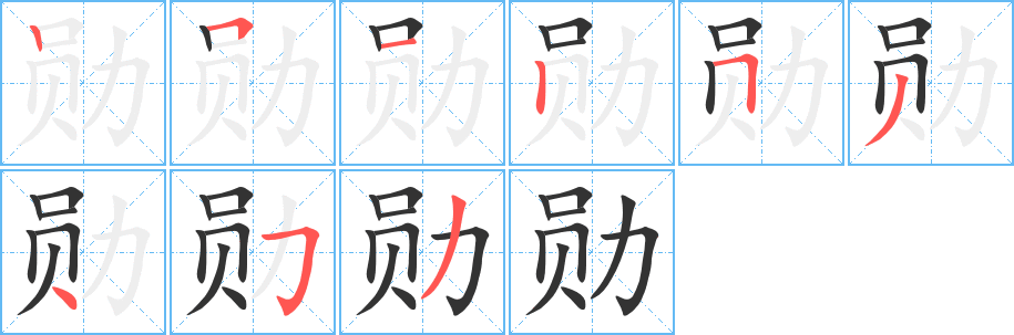 勋字的笔顺分布演示