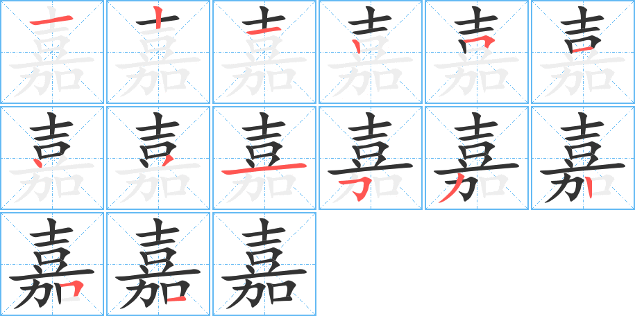 嘉字的笔顺分布演示