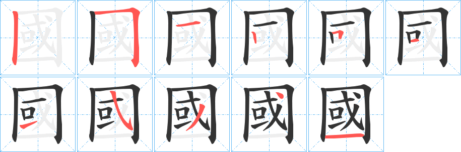 國字的笔顺分布演示