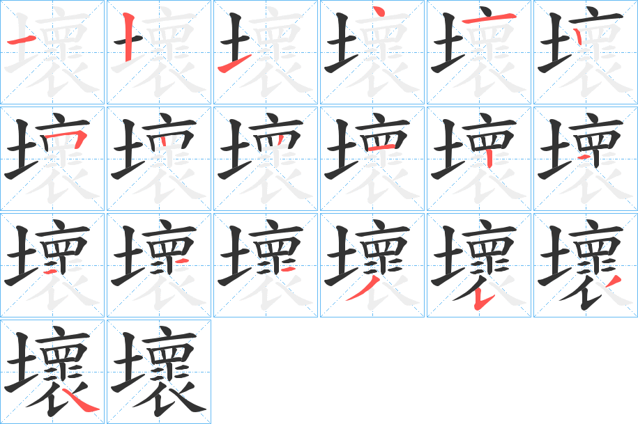 壞字的笔顺分布演示