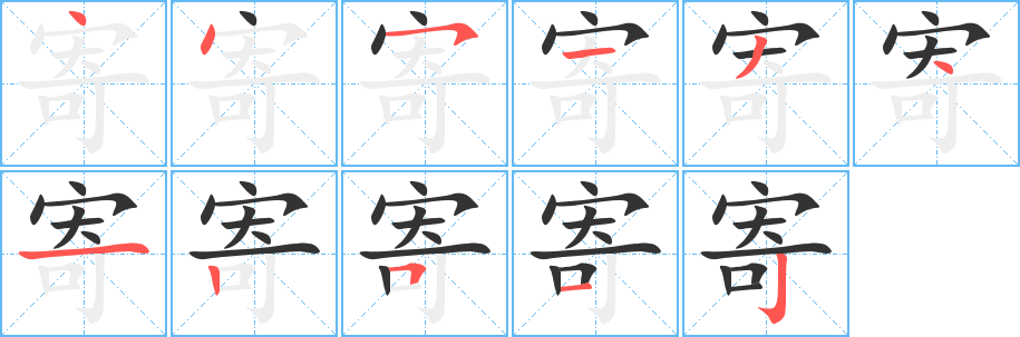 寄字的笔顺分布演示