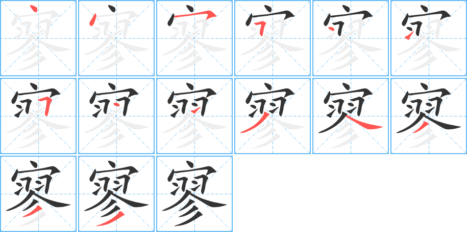 寥字的笔顺分布演示