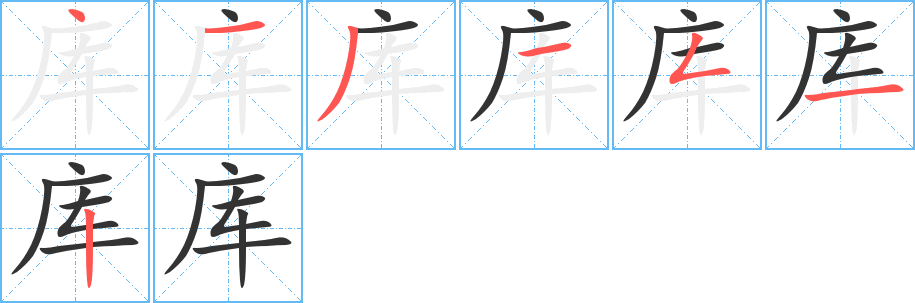 库字的笔顺分布演示