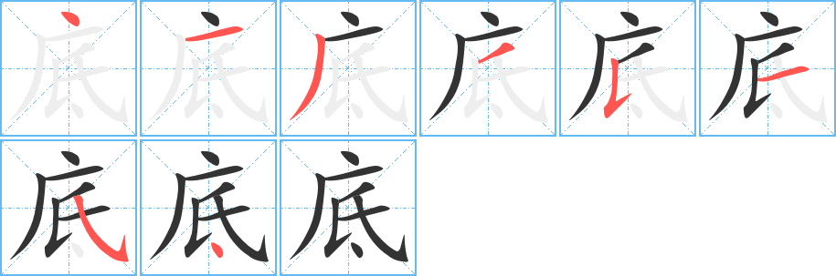 底字的笔顺分布演示