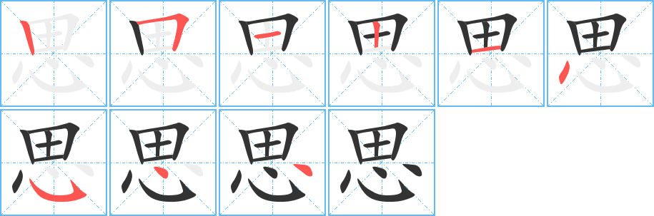 思字的笔顺分布演示