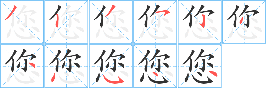 您字的笔顺分布演示