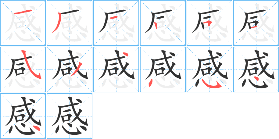 感字的笔顺分布演示