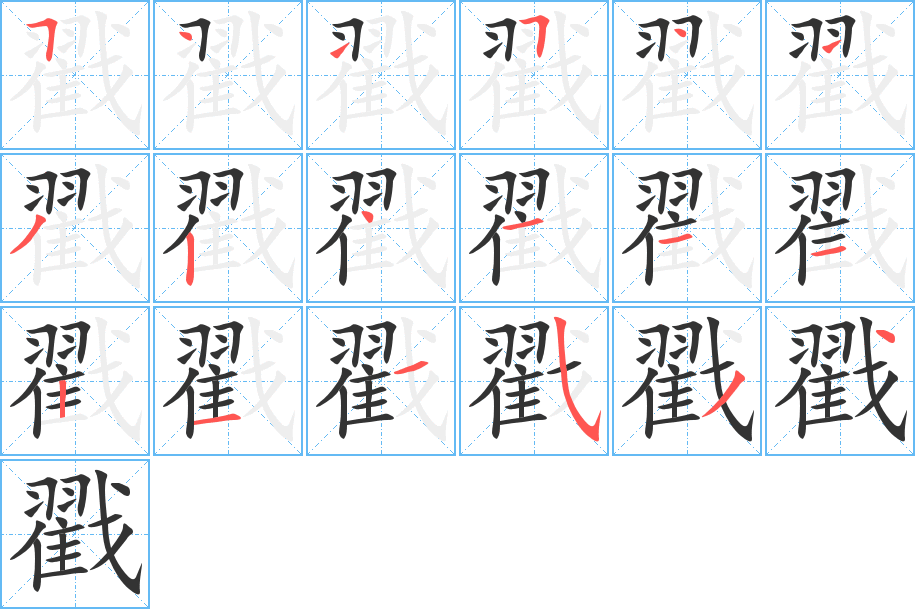 戳字的笔顺分布演示