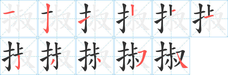 掓字的笔顺分布演示