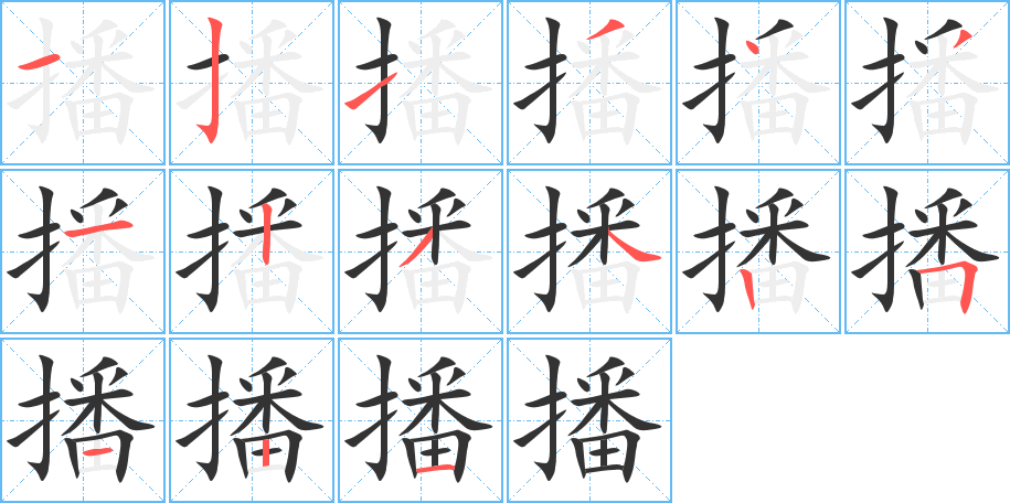 播字的笔顺分布演示