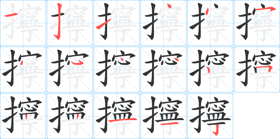 擰字的笔顺分布演示