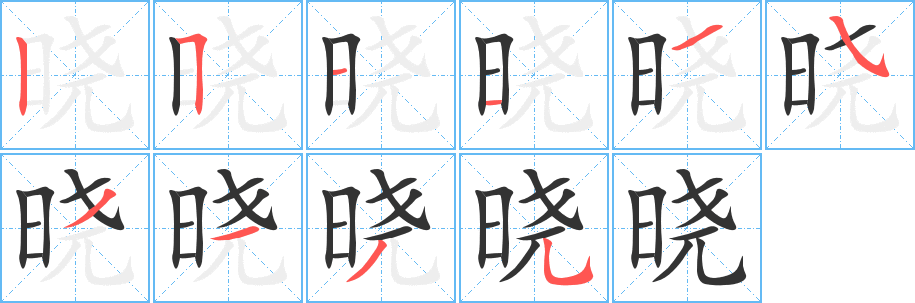 晓字的笔顺分布演示