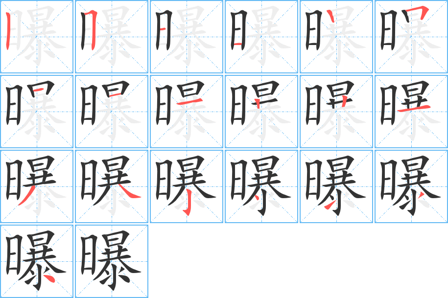 曝字的笔顺分布演示