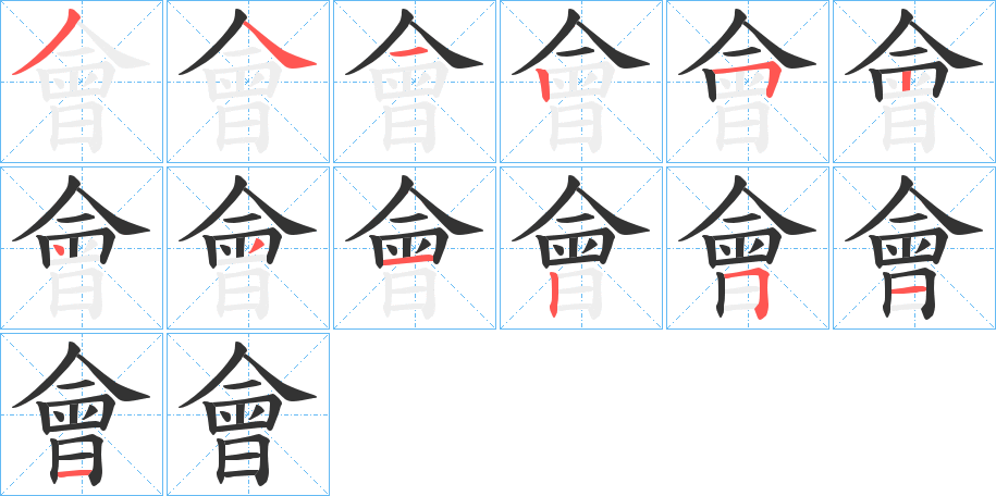 會字的笔顺分布演示