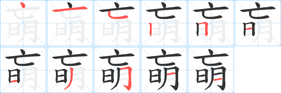 朚字的笔顺分布演示