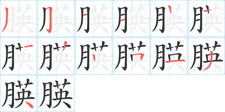 朠字的笔顺分布演示