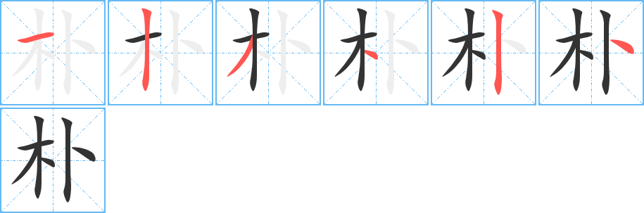 朴字的笔顺分布演示