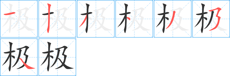 极字的笔顺分布演示