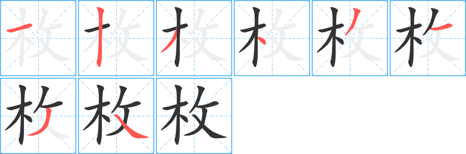 枚字的笔顺分布演示