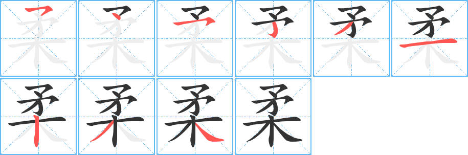 柔字的笔顺分布演示