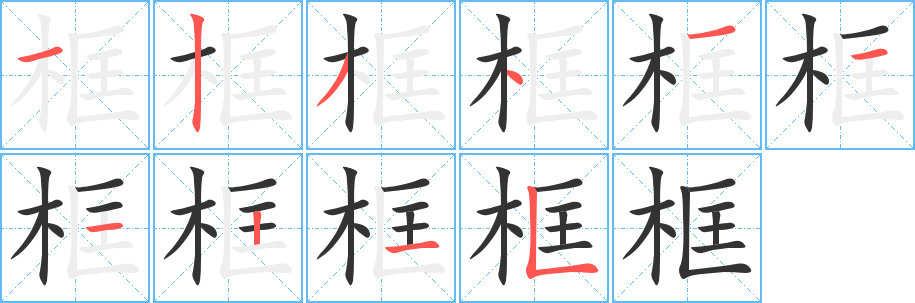 框字的笔顺分布演示