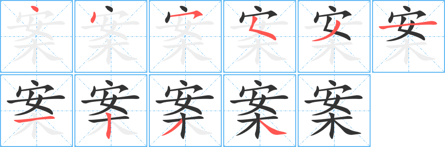 案字的笔顺分布演示