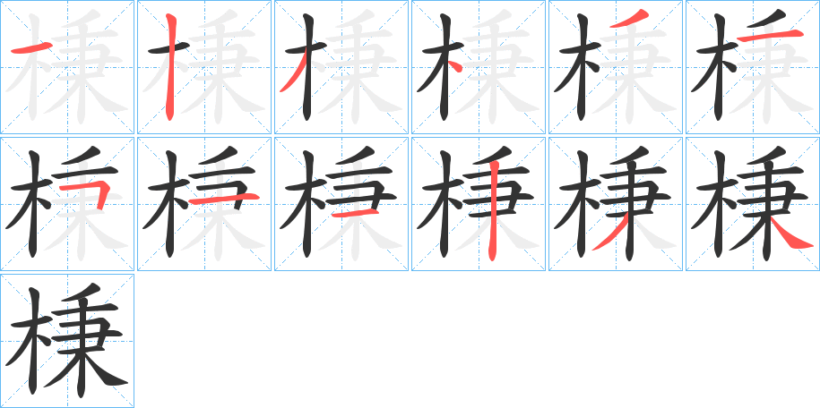 棅字的笔顺分布演示