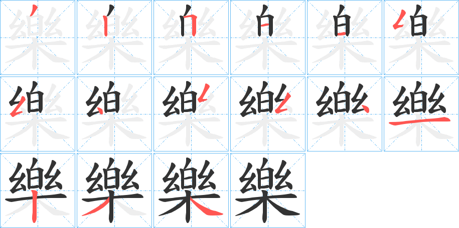 樂字的笔顺分布演示