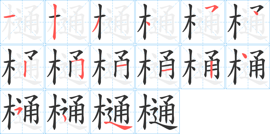 樋字的笔顺分布演示